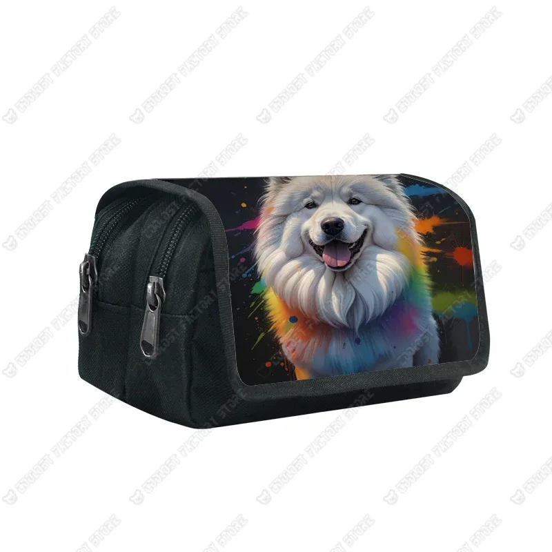 trousse à cosmétiques motif chien d'interconnexion, papeterie de maquillage, troupeau de contribuables allemands, chiots shih tzu, sac à crayons, porte-pinceaux