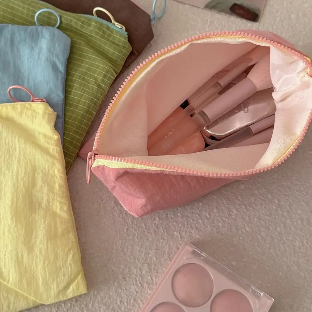 trousse de maquillage grande capacité en nylon à motif écossais, pochette de voyage portable avec fermeture éclair, organisateur de rangement, sac à main pochette