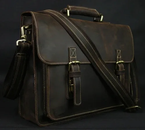 sac messager en cuir véritable pour homme, sac à main fourre-tout pour homme, sac pour ordinateur portable 15 ", sac de travail, sac d'affaires lancé, sac à main vintage elin horse, étui à bombes, m088