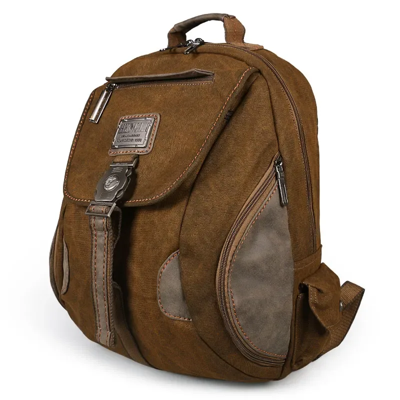 sac à dos rétro en toile vintage pour hommes et adolescents, sac d'école pour étudiants, sac de voyage à fermeture éclair, sac à dos pour hommes
