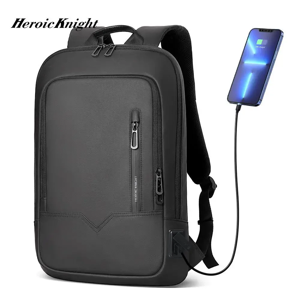 heroic knight – sac à dos d'affaires pour hommes, fin, étanche, pour ordinateur portable de 14 pouces, léger, pour collège, à la mode, pour femmes, noir