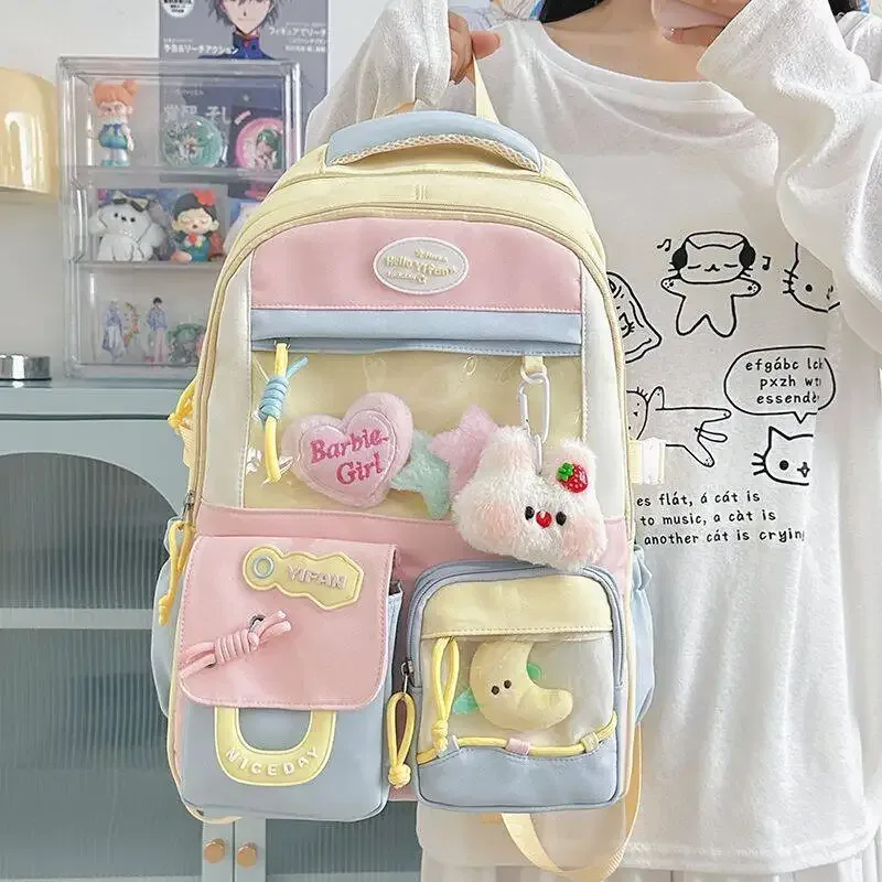 sac à dos mignon pour fille de style dopamine ins, nouveau modèle pour les lycéennes, sac à dos de grande capacité avec blocs de couleurs