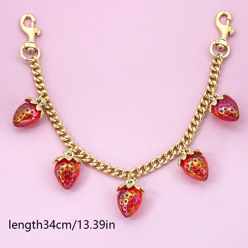 chaîne de suspension pour sac en alliage de zinc diy avec pendentif cerise, chaîne de transport détachable pour sac à bandoulière, chaîne d'extension pour sac à main pour femme