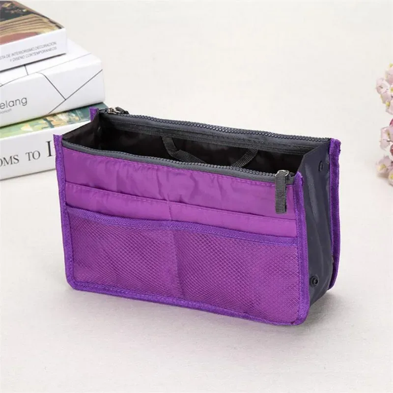 organisateur insérer sac femmes nylon voyage brosses organisateur sac à main sac à main grande doublure dame maquillage sac cosmétique pas cher femme fourre-tout