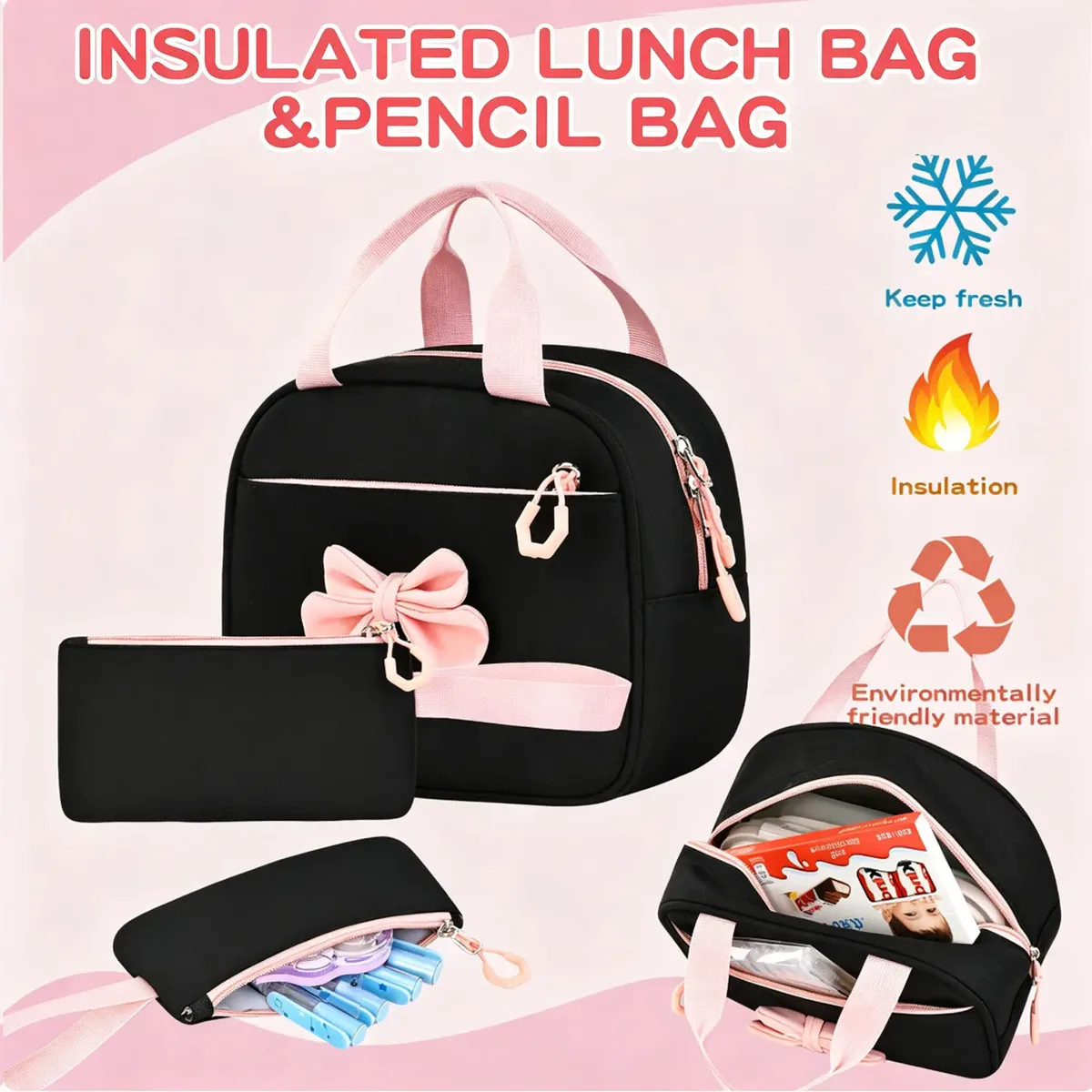 sac dos oxford universtité polyester noir rose compartiment ordinateur portable ceinture coussin air style préppy jacquard cadre interne format voyage