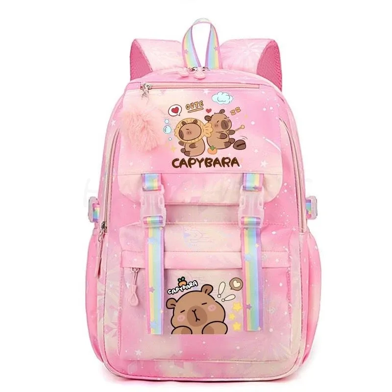 sac à dos de grande capacité imprimé capybara, sac à dos léger et mignon, cartable de dessin animé, sac à dos de voyage décontracté pour fille