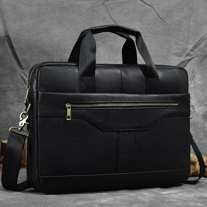 porte-documents en cuir véritable pour ordinateur portable 15.6 pouces, sac à main en peau de vache pour hommes, sac à bandoulière en cuir