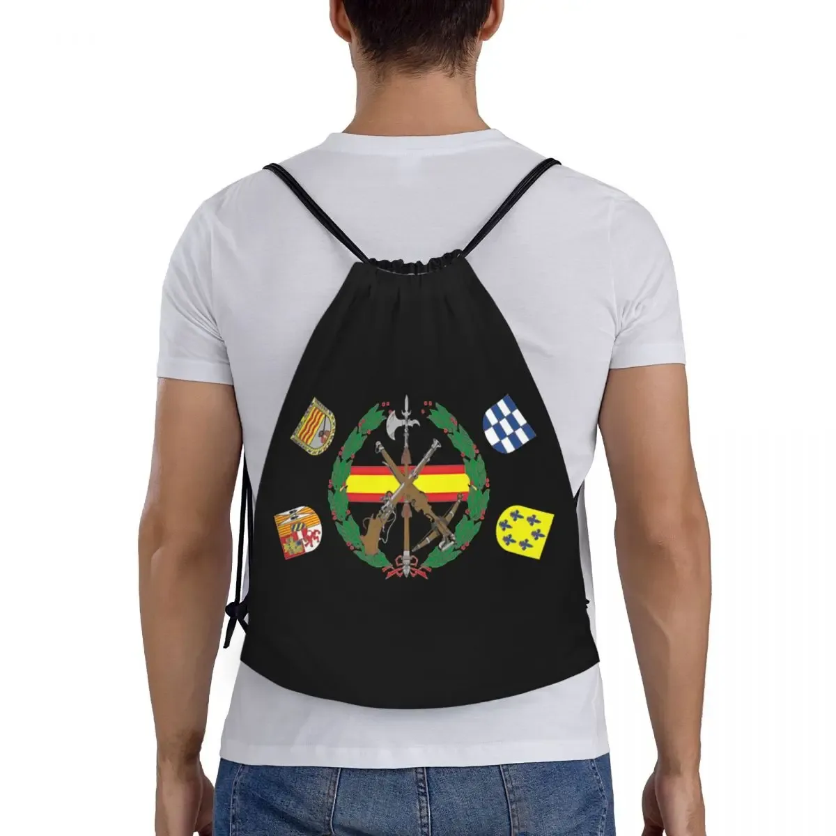sacs à cordon personnalisés de la légion espagnole pour le shopping, sacs à dos de yoga pour femmes et hommes, sac de sport avec armoiries d'espagne