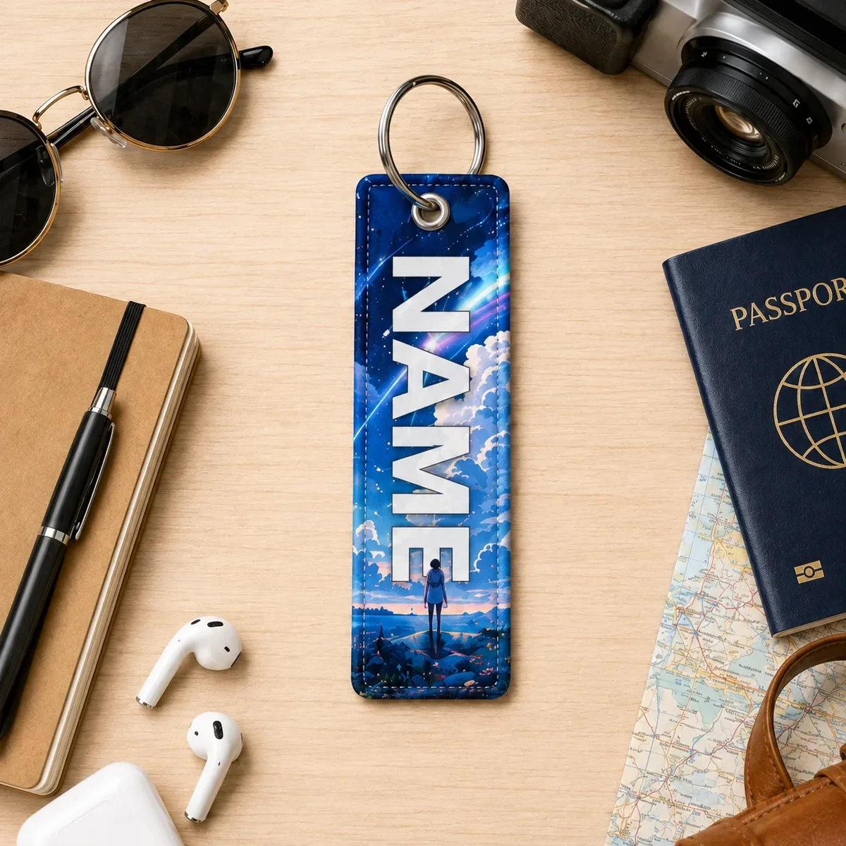 étiquette de bagage personnalisée avec dessin animé, logo personnalisé, nom, étiquette d'identification pour valise de voyage, sac à dos, accessoires, cadeau, 1 pièce