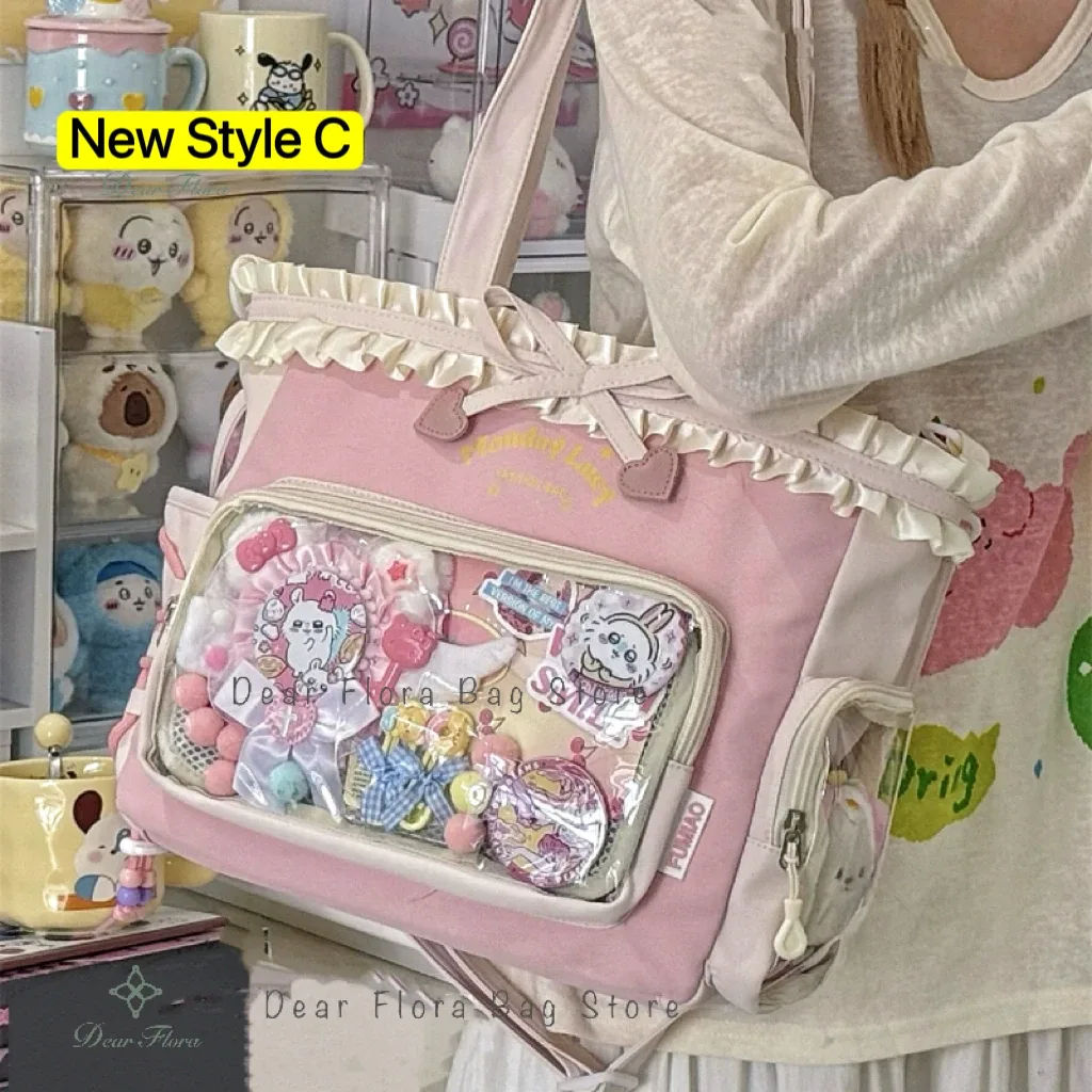 y2k mignon japonais ins ita sac lolita fille fourre-tout transparent sac à bandoulière grande capacité sac à bandoulière décontracté bricolage affichage sacs à main