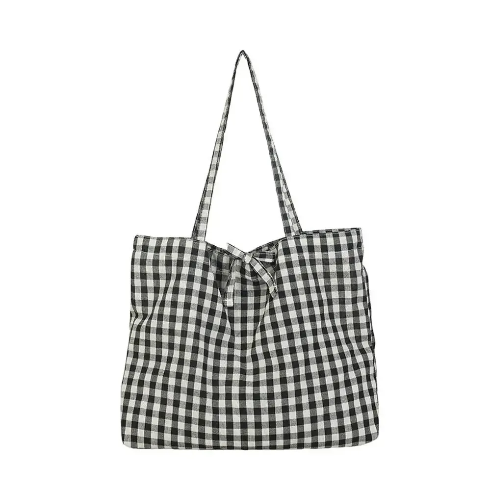 sac fourre-tout à carreaux de grande capacité, sac à bandoulière léger en nylon à carreaux, sac à main classique à carreaux pour femmes, étudiantes et voyages
