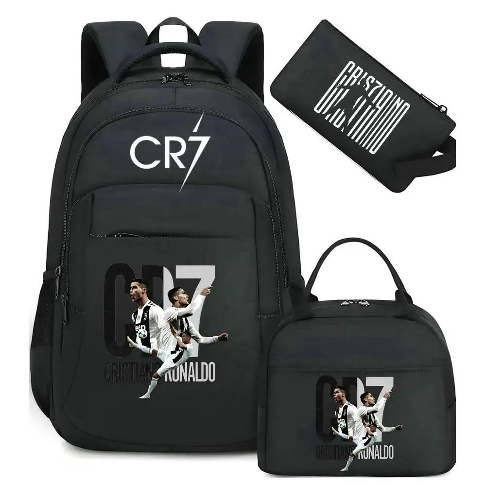 sac à dos pour ordinateur portable cr7, pour femmes et hommes, sacs à dos décontractés pour le sport et le football, sac à dos oxford pour femmes, sac d'école pour hommes, sac de voyage, mochilas 3 pièces