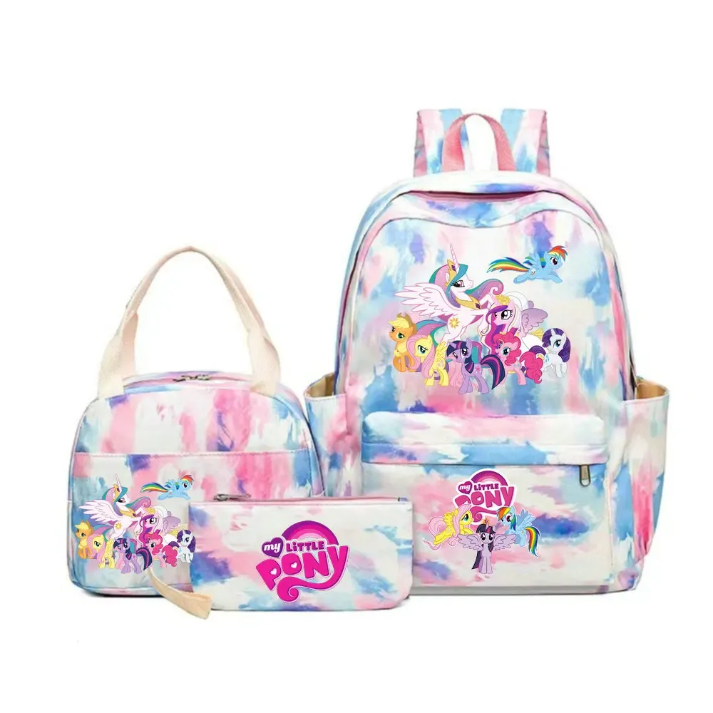 sac à dos my little pony, ensemble de 3 pièces, sac d'école pour étudiants, trousse à crayons, sac à dos de voyage pour adolescents, sac à dos décontracté pour ordinateur portable, mochilas