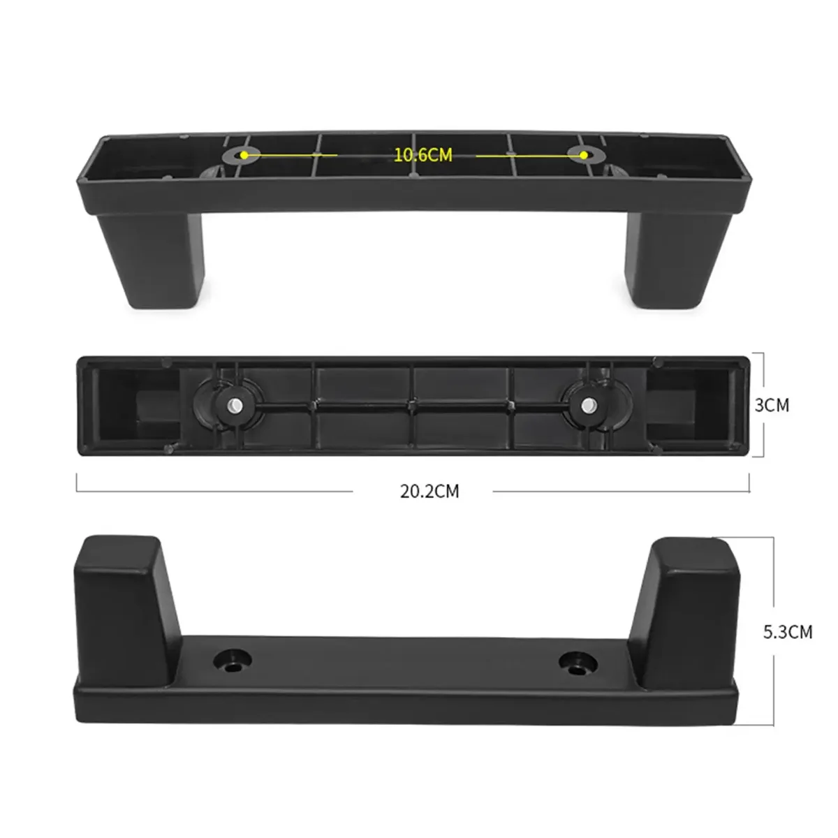 support de pieds de bagages en plastique, haute performance, robuste, noir, premium, support inférieur de bagages, pied de goujon pour valises de voyage