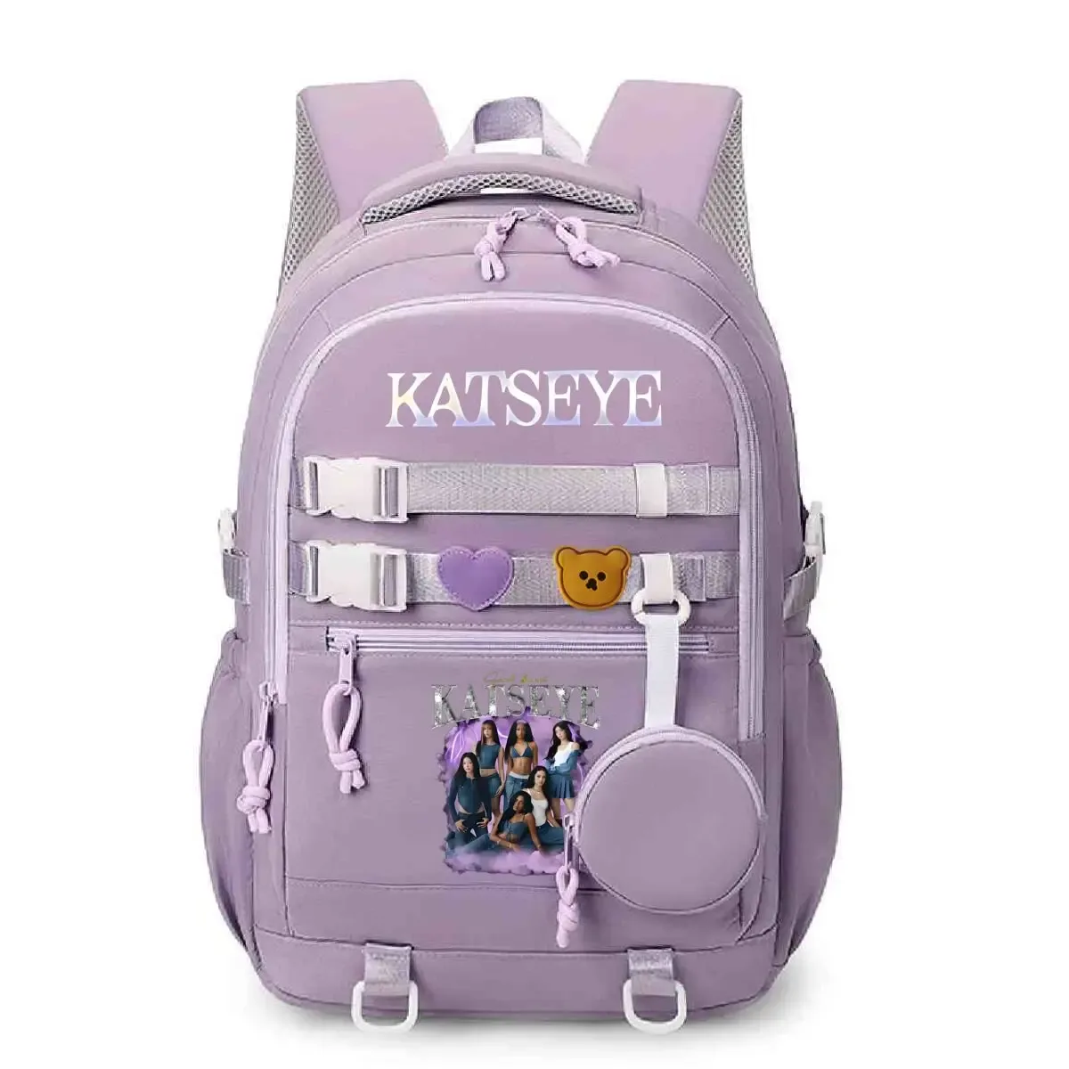 sacs à dos d'école graphiques katseye pour femmes et filles, sacoche pour ordinateur portable, cartable pour adolescentes, cadeaux pour fans de katseye