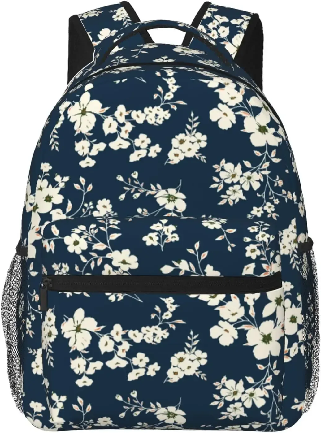 sac à dos léger pour ordinateur portable avec fleurs mignonnes sur fond bleu, cartable universitaire, sac de jour décontracté, sac de voyage, hommes et femmes