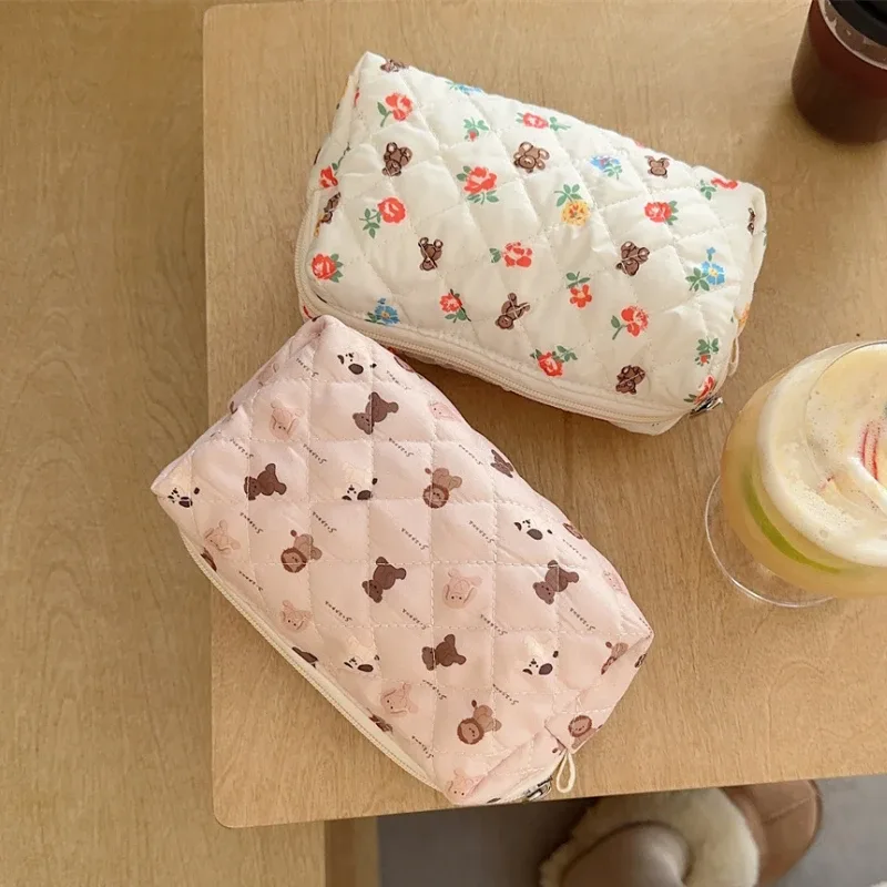 sac à cosmétiques imprimé dessin animé mignon pour femmes, trousse de maquillage portable pour dames, sacs de rangement de voyage, pochette décontractée pour femmes, sacs à main