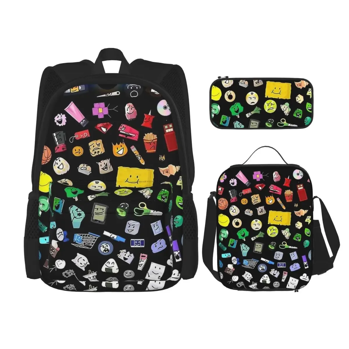 bfdi battle for dream island 3pecs/ensemble sac à dos pour étudiant collège sac à bandoulière sac à déjeuner trousse à crayons