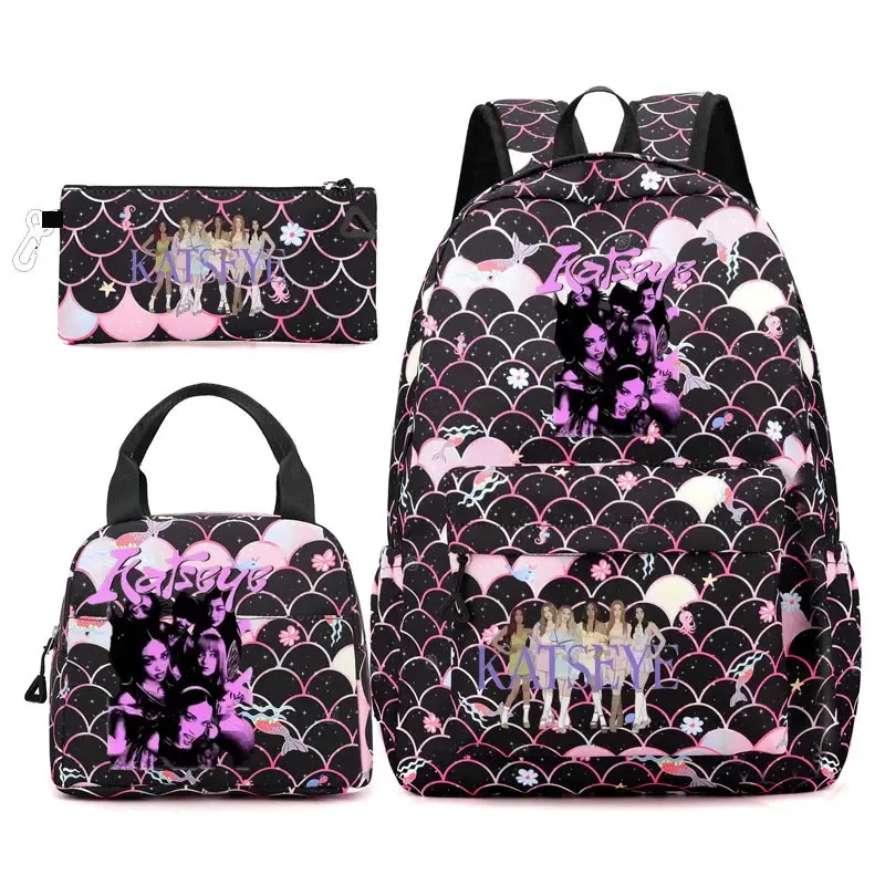 sac dos polyester motifs groupe filles poignée supérieure glissière capacité 20 35 litres unisexe couleurs rose clair violet bleu clair