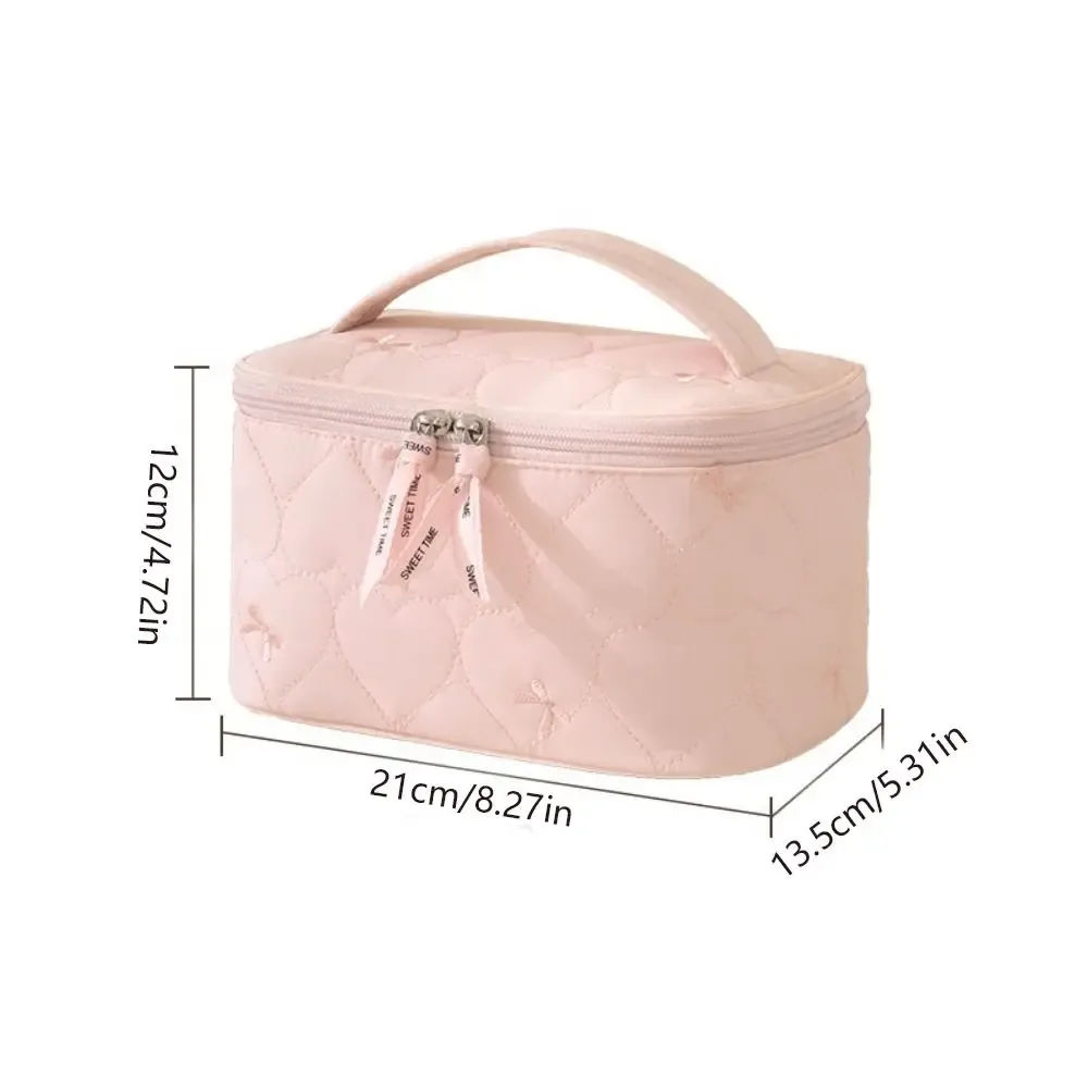 grande trousse de maquillage pour femmes, imprimé cœur, imperméable, sac de toilette de voyage, sac de rangement pour cosmétiques à double fermeture éclair, portable
