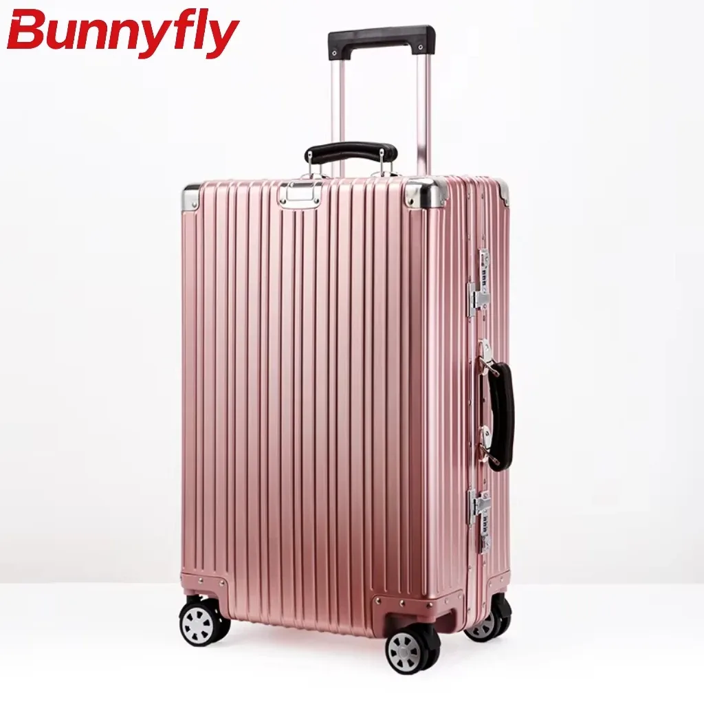 valise de voyage rétro en alliage d'aluminium bunnyfly, bagage à roulettes de haute qualité, valise trolley rétro, bagage à main 20/24/26/29'