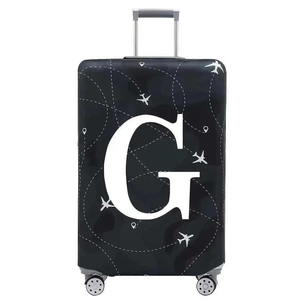 housse valise polyester motif trajectoires avions lettres noire blanc voyage protection valise taille variable