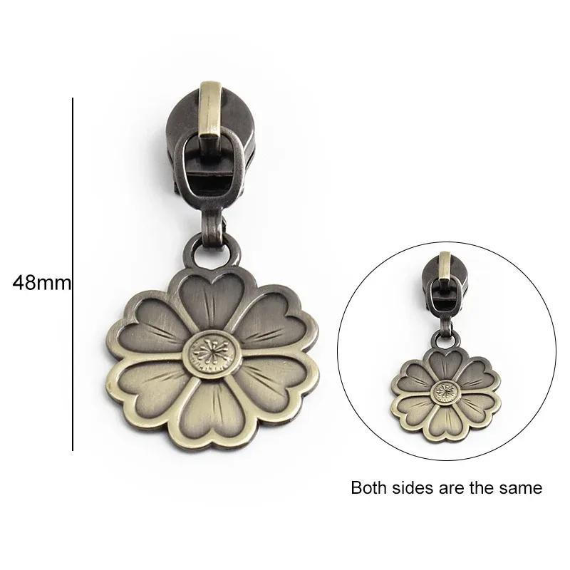 5/10 pièces en forme d'oiseau/abeille/fleur 5 # curseur de fermeture éclair en métal en nylon, pour bricolage, couture, artisanat, vêtements, sacs de rangement de voyage, accessoires à fermeture éclair