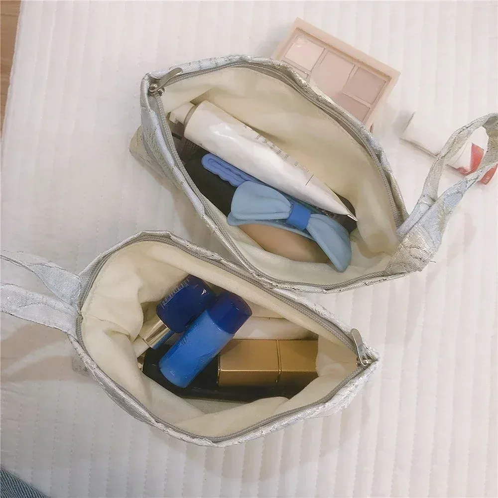 petit sac à cosmétiques coréen pour femmes, trousse de maquillage, trousse de maquillage de voyage, sac de rangement, pochette portable, sacs à main mignons, doux