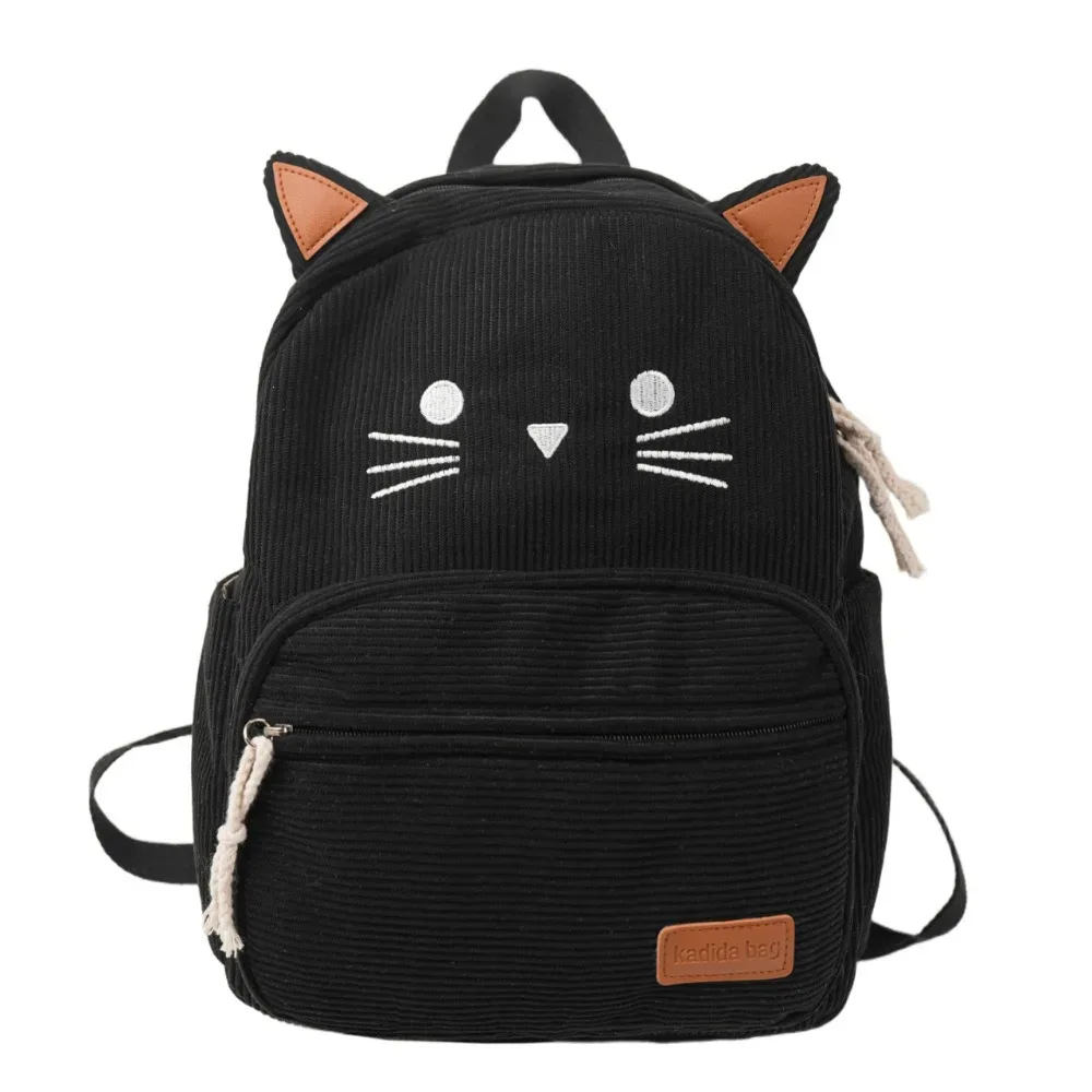 sac à dos chat de dessin animé mignon et léger en velours côtelé imprimé multicolore, idéal pour étudiants, cadeau parfait
