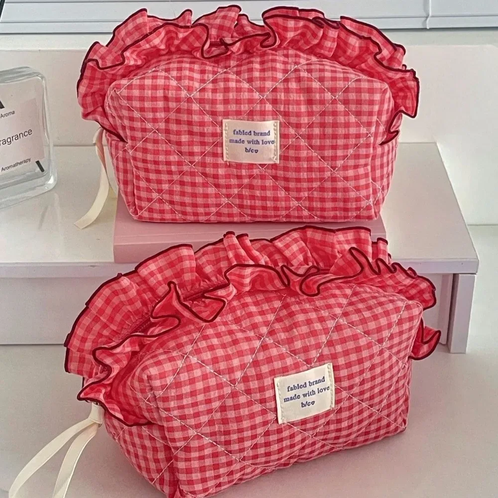trousse de maquillage créative à volants, sac cosmétique portable multifonctionnel avec fermeture éclair, grande capacité, organisateur de toilette de voyage