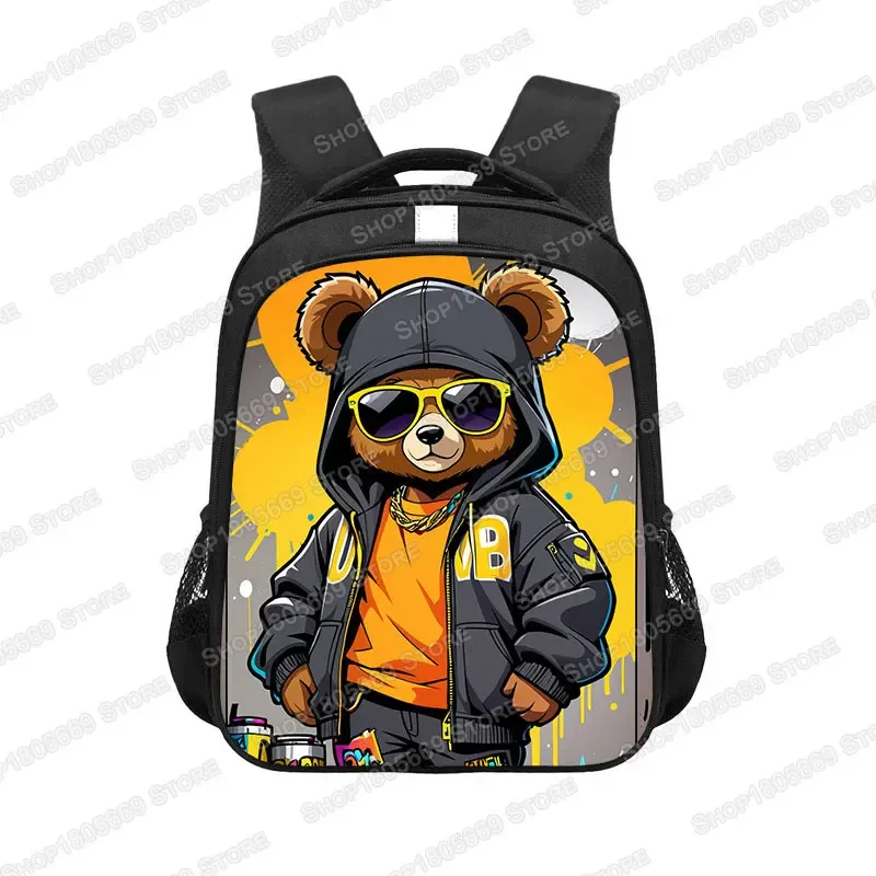 sac à dos kawaii graffiti bear print pour enfants, sac à dos de voyage pour adolescents, hip hop, sacs d'école pour enfants, cadeau pour enfants de 3 à 18 ans, 14 po, 16 po