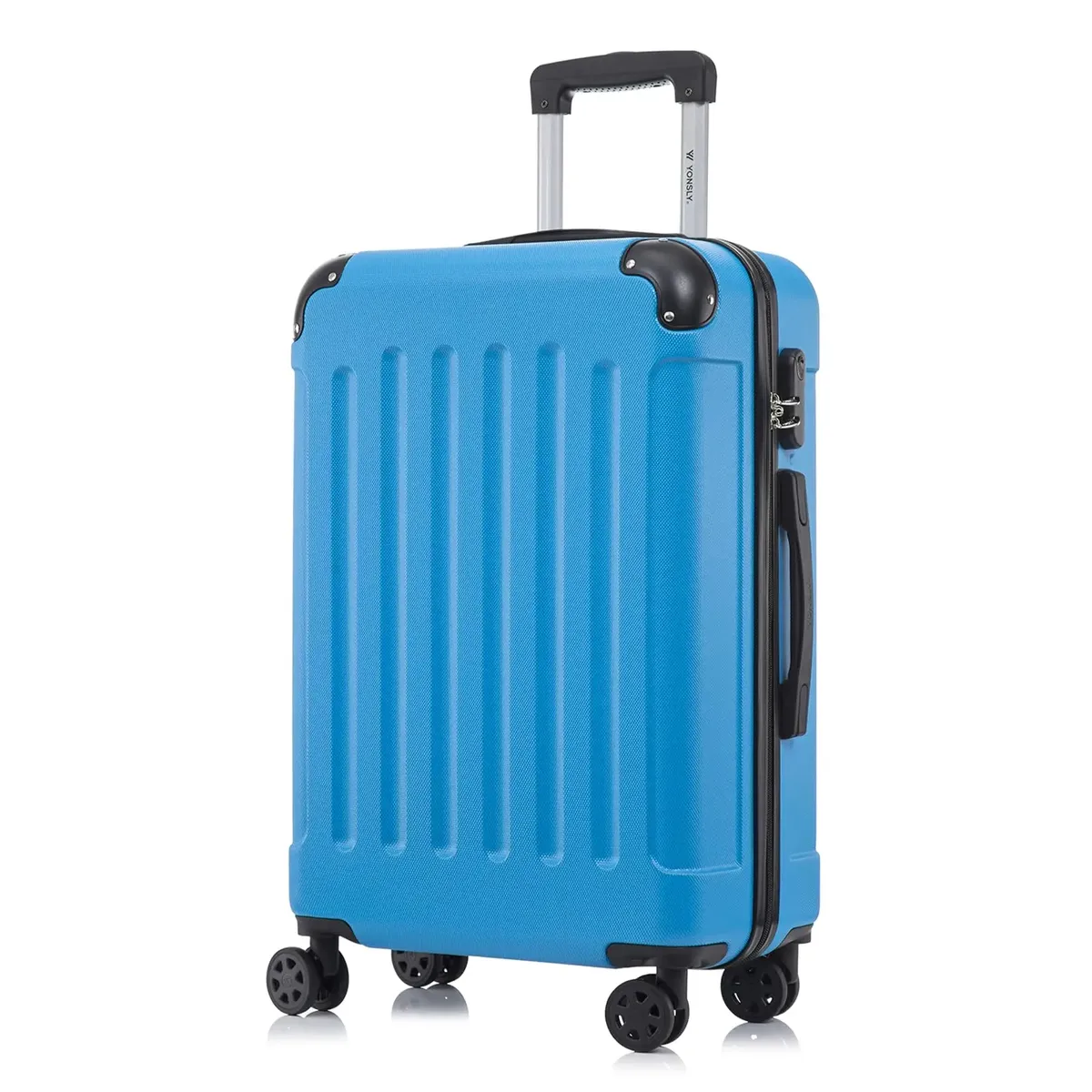 valise yonsly 16/20/24/28 pouces 4 roues 360° ° valise à roulettes robuste avec double fermeture éclair, serrure à combinaison, sac en filet, double fermeture éclair, poignée en caoutchouc souple, bagage à main