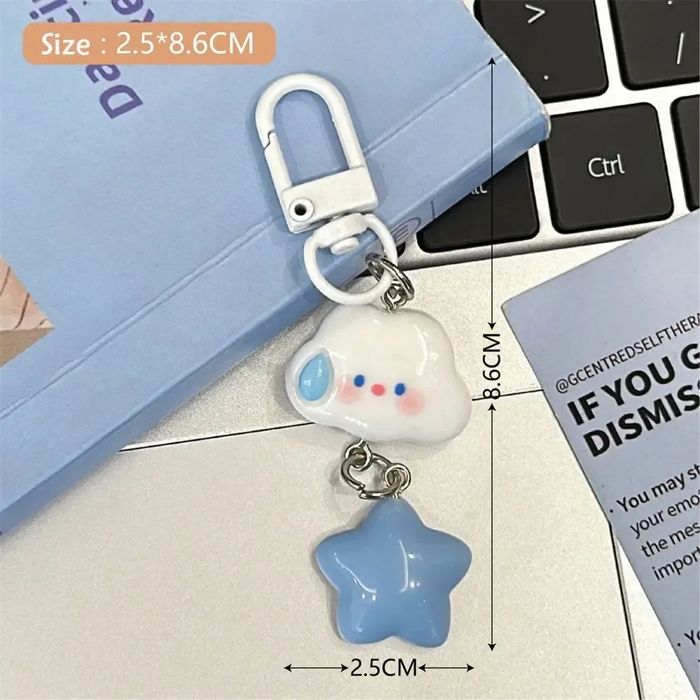 cadenas nylon nuage rose forme visage mignon étoile bleue chaînette accessoire voyage sacoche sac dos cadeau