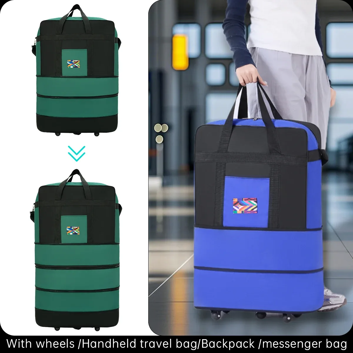 sac de voyage de style sac à dos en tissu oxford de grande capacité, adapté aux voyages mondiaux et aux expéditions de bagages, pour les deux sexistes