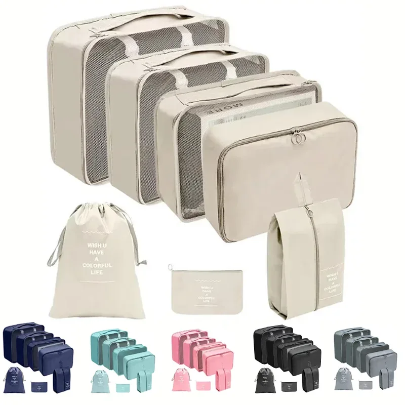 ensemble de 7 sacs de rangement pour les voyages, cubes de rangement pour valise, sacs pour bagages à emporter, sacs organisateurs pour vêtements et chaussures, pliables, faciles d’accès.