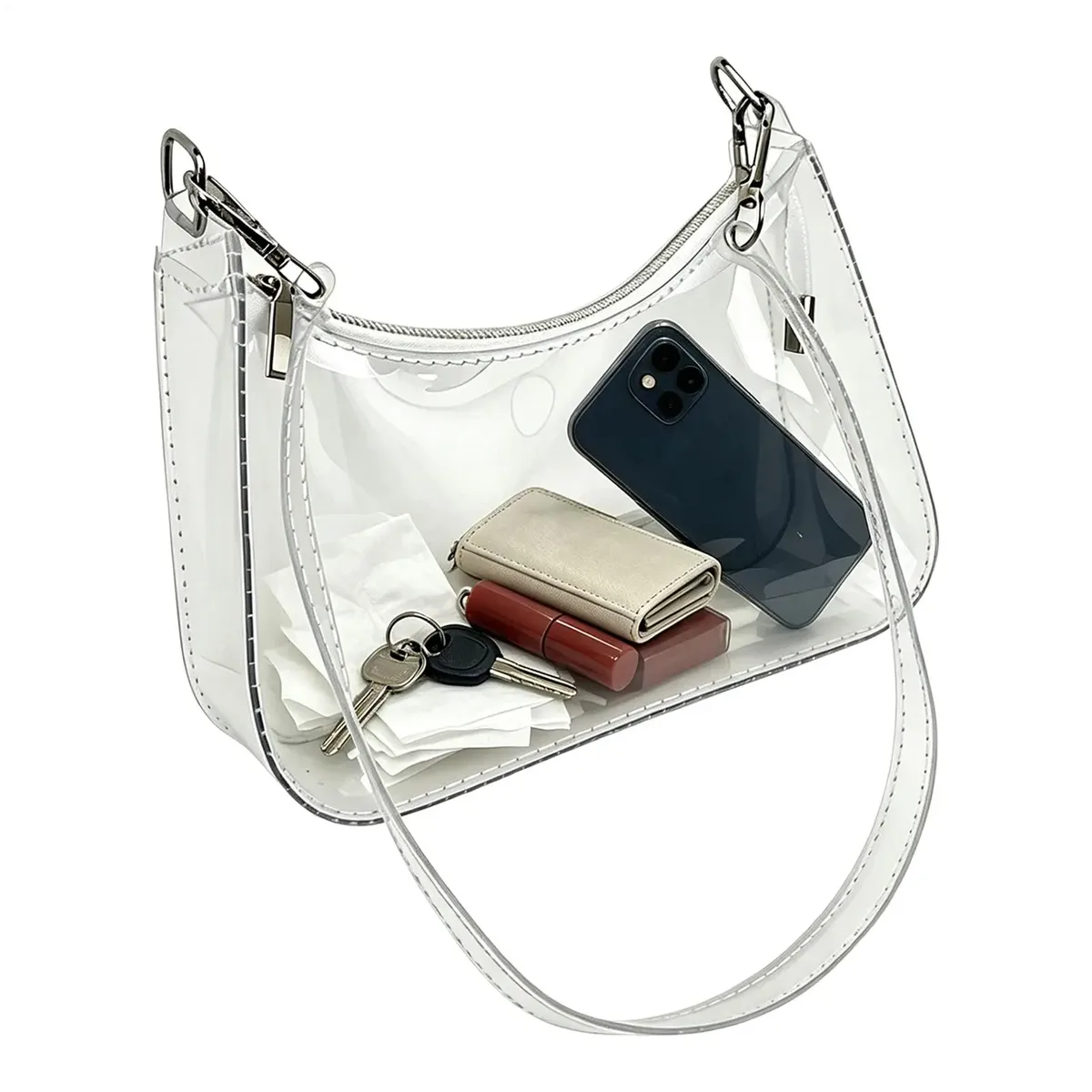 Sac à bandoulière étanche en PVC de haute qualité, sac à main transparent, pochette approuvée pour le stade, sac de rangement pour concerts, bureau, voyages, mariages