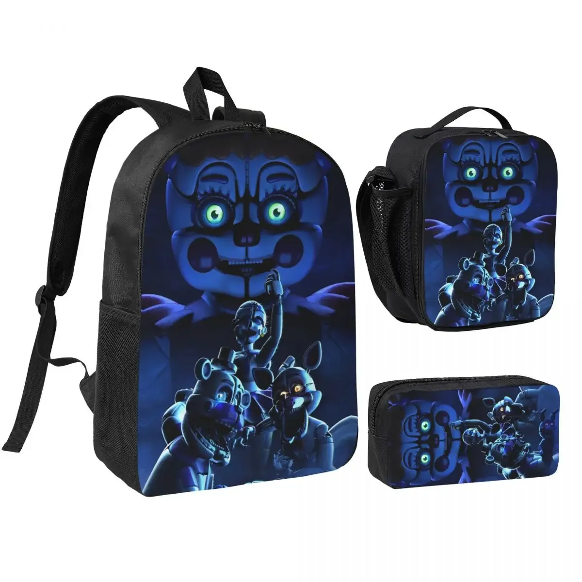 sac dos polyester noir motif clown stylistique bourse déjeuner trousse stylos accessoires voyage étudiant retour école portable