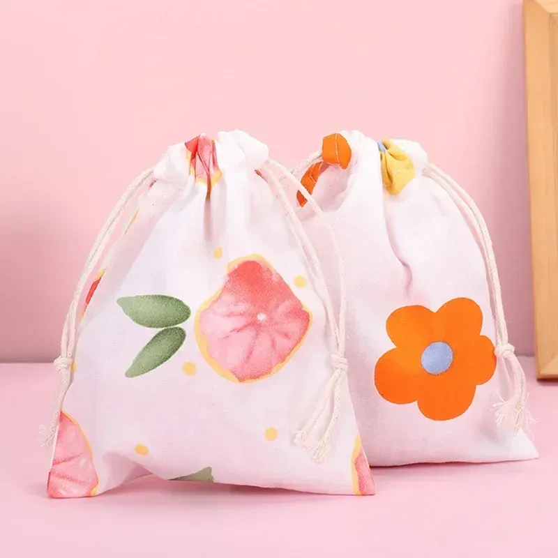 mini sac de rangement à cordon imprimé fruits, mignon, organisateur de poche pour bonbons, bijoux, sacs à cosmétiques, changement de pièce de monnaie, rouge à lèvres, pochette pour écouteurs