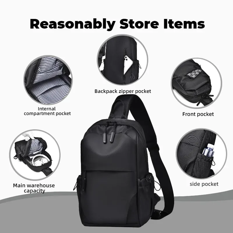sac de poitrine multifonctionnel pour hommes avec bretelles réglables, sac à bandoulière professionnel adapté au sport, aux voyages d'affaires et aux trajets quotidiens
