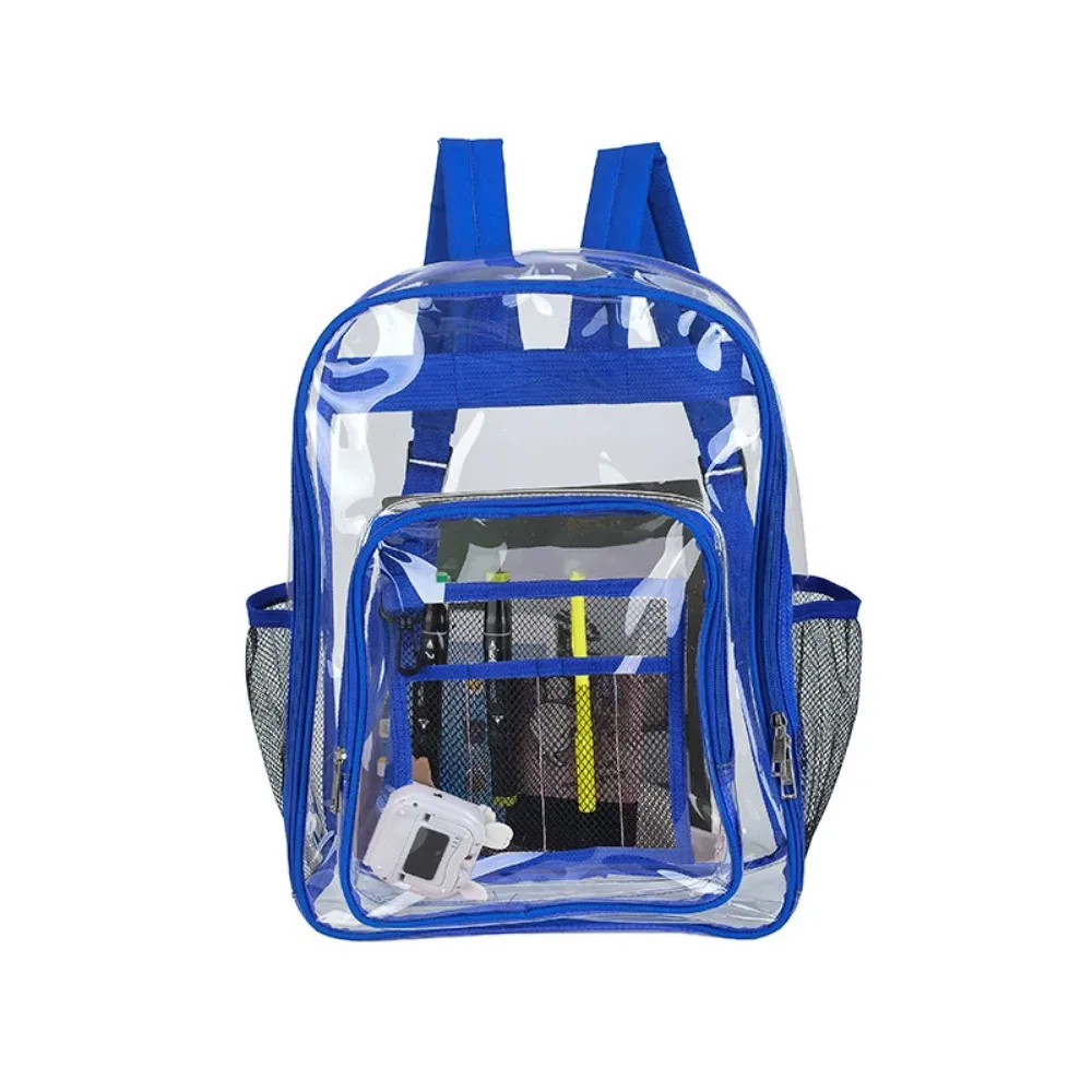 sac à dos transparent en pvc simple, grande capacité, imperméable, sac d'école pour étudiants, sac de voyage de style coréen, sac à bandoulière transparent pour l'école