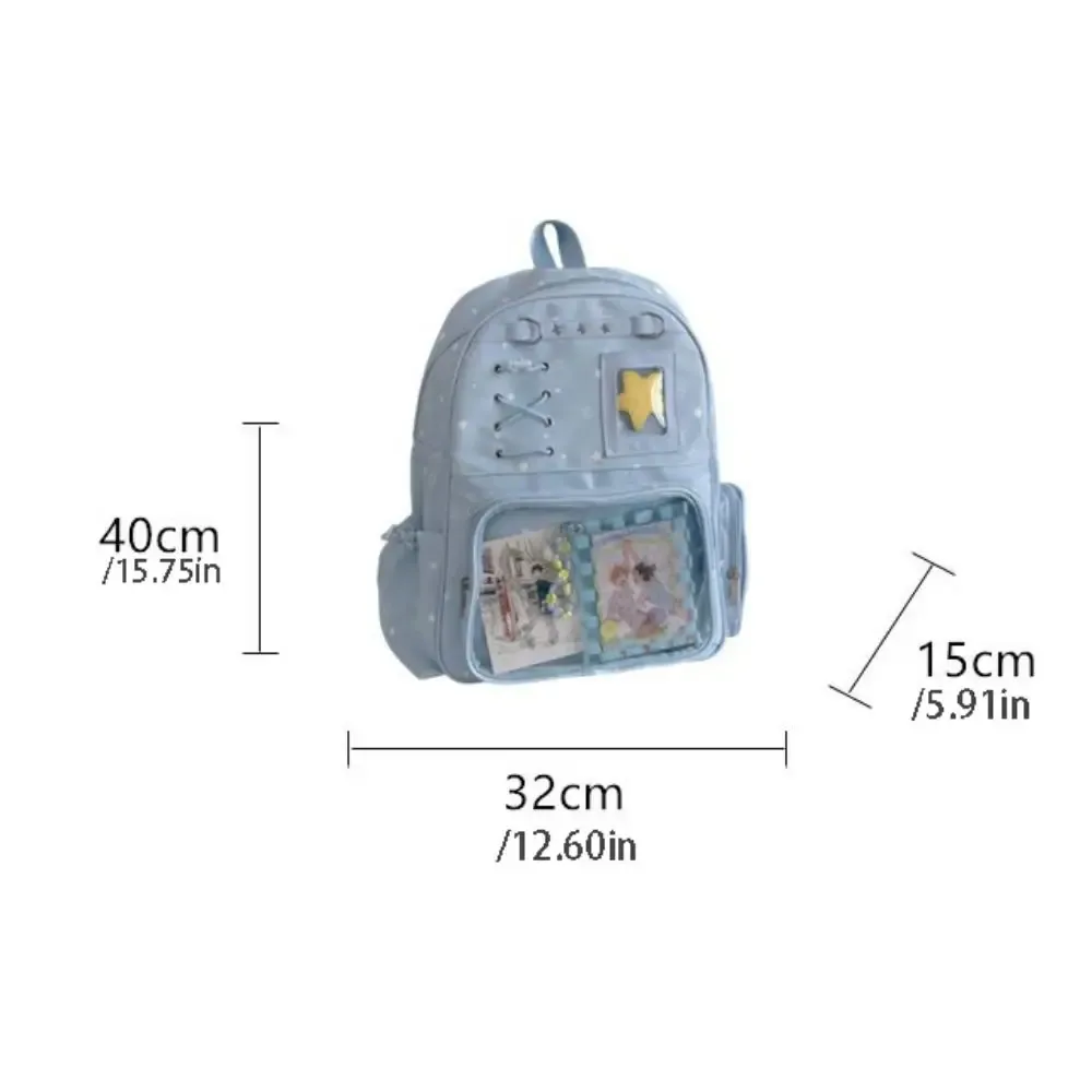 sac à dos transparent à imprimé étoiles tendance, sac ita transparent lolita, sac à bandoulière imprimé y2k pour les trajets quotidiens