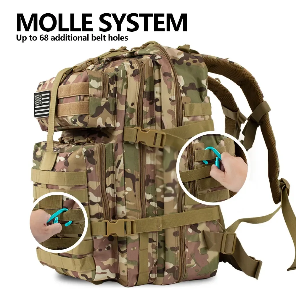 sac à dos tactique militaire 32l/50l, grand sac d'assaut pour le camping et la randonnée, sac à dos durable pour hommes, sac à dos de voyage et de travail