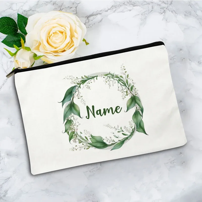 pochette zippée à motif floral pour femme, sac de voyage, organisateur en toile, trousse de maquillage, cadeau pour enseignant avec nom personnalisé lady f