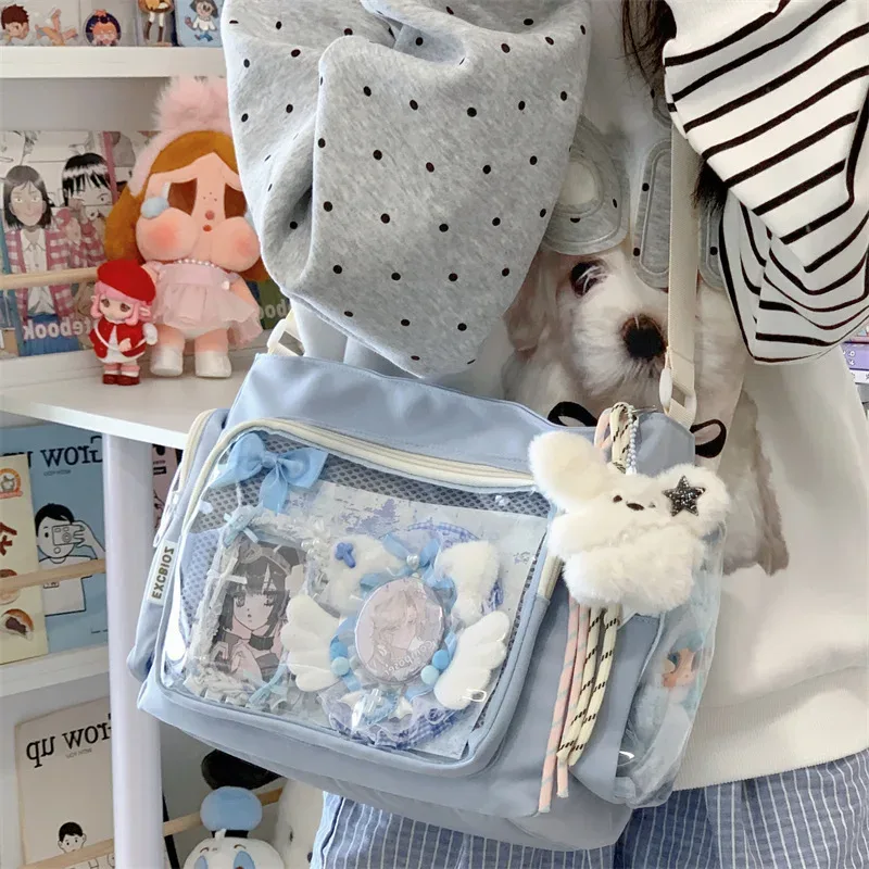 sac à bandoulière transparent simple pour filles, sac à bandoulière d'école de grande capacité, texture confortable et polyvalente, sac ita