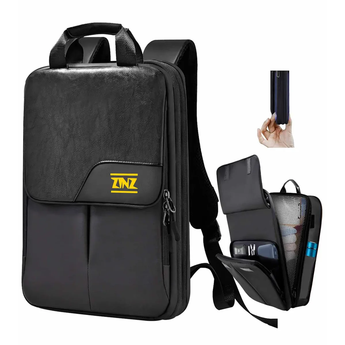 sac à dos extensible mince pour ordinateur portable 15,6-17 pouces, sac à dos de voyage d'affaires étanche à la pluie pour hommes et femmes