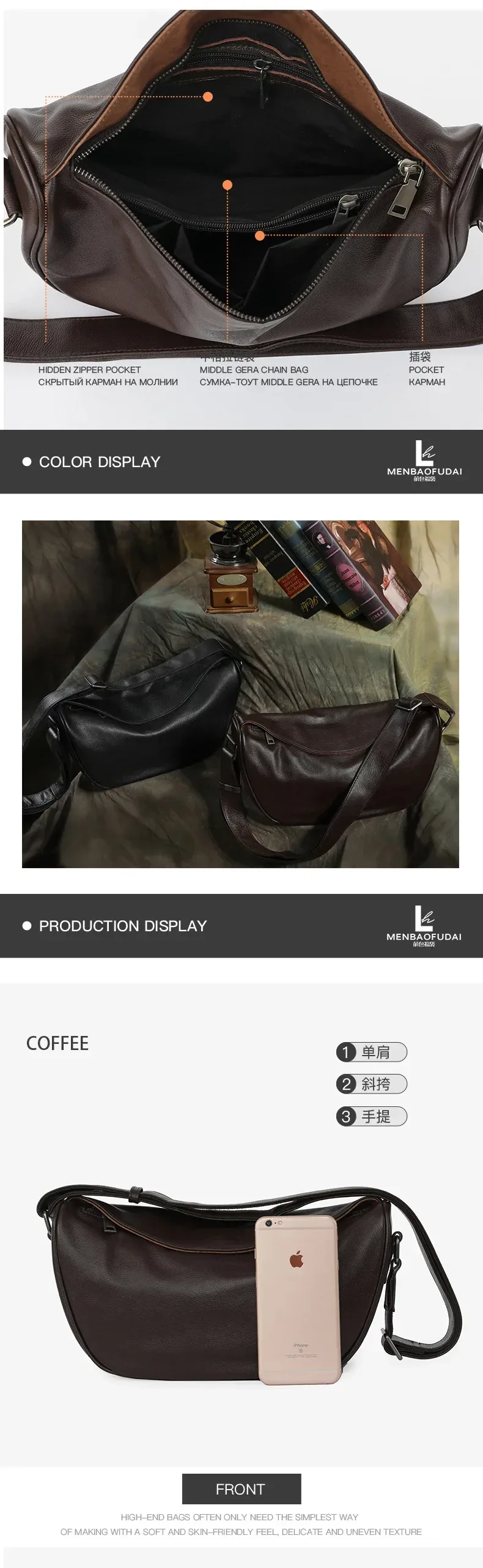 sac à main de luxe à bandoulière en cuir véritable de haute qualité pour femmes, sac à bandoulière de grande capacité, sac de selle rétro en cuir de vache à la mode