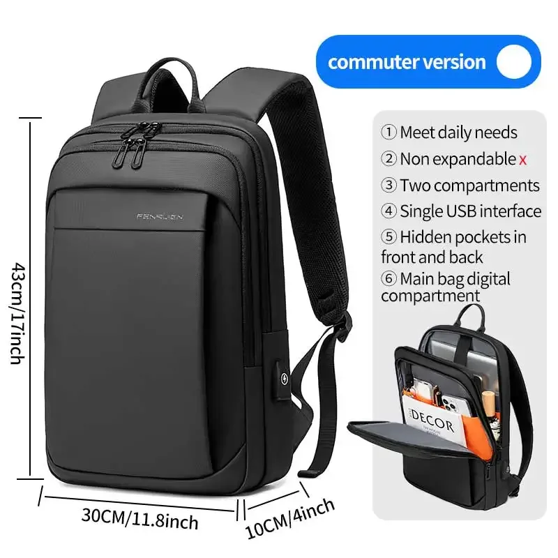 fenruien multifonction sac à dos étanche usb charge école sac à dos hommes voyage affaires sacs à dos adapté pour 15.6 pouces ordinateur portable