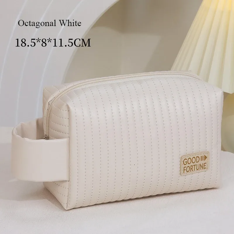trousse de maquillage pratique, trousse de toilette portative de couleur unie en pu, sac de rangement de cosmétiques, rangement de voyage de grande capacité wj032