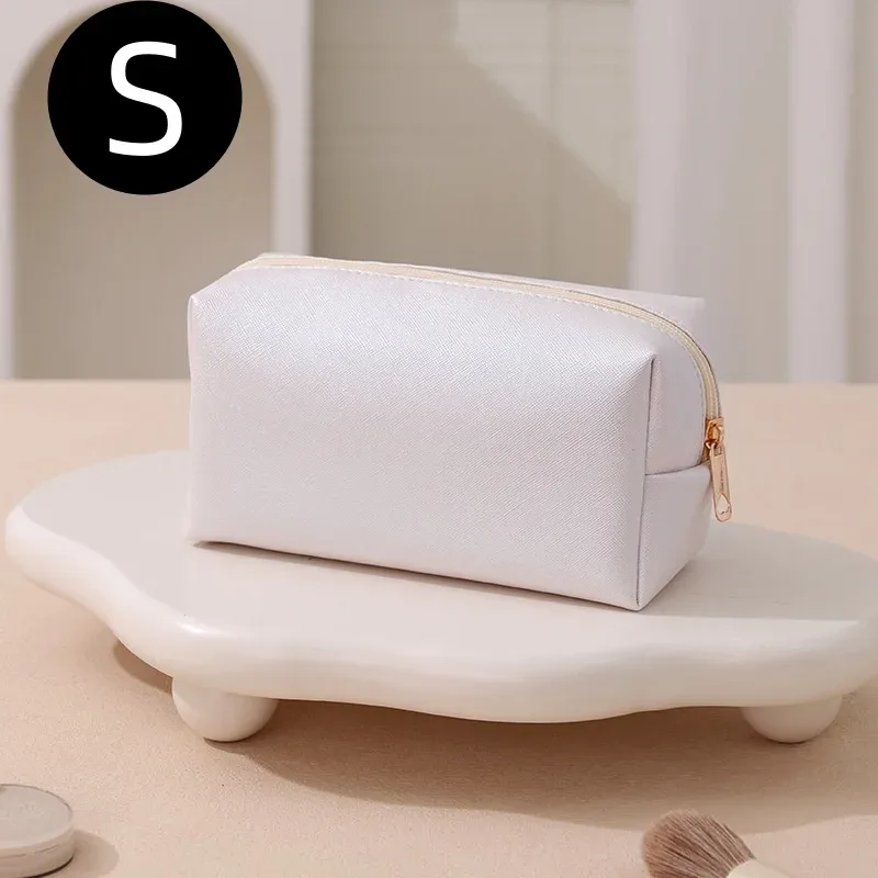 trousse de maquillage en cuir avec logo personnalisé, grande capacité, idéale pour les voyages, disponible en plusieurs couleurs, en cuir pu souple, avec fermeture à glissière, pour femmes (2 tailles).