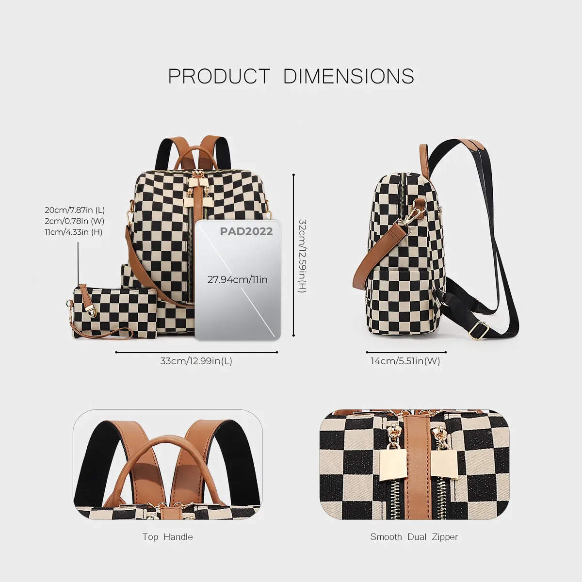 sac à dos tendance à carreaux pour femmes, grande capacité, sac à dos de voyage pour maman, sac à dos scolaire